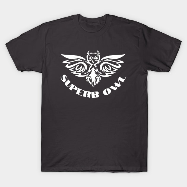 superbowl owl white text and anime cute funny design T-Shirt by phantom